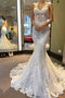 Sweetheart See-Through Lace Appliques Mermaid Wedding Dress PW299