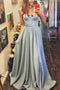 Sweetheart Long Prom Dress With Floral, Light Blue Evening Dress GP58