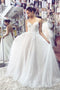 Backless White Lace Long Boho Wedding Dress, A-line Tulle Bridal Gown PW430