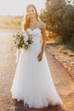 a line sweetheart tulle floor length wedding dress with lace top