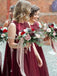 two piece burgundy bridesmaid dresses bateau tulle with sequins