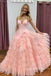 unique tulle ruffles pink long prom dresses princess v neck formal dress