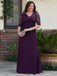 half sleeves chiffon ruched grape plus size mother of the bride with lace wm103