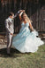v neck appliqued mint blue long prom dress tulle plus size formal dress