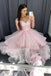 v neck tulle long layers pink prom dresses pink tulle formal dress