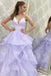 a line v neck backless lilac long prom dress sparkly formal gown