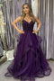 Fluffy A-line V-neck Tulle Purple Formal Prom Dress with Beading GP167