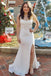 white sequin v neck mermaid long prom dress sparkly slit evening gown