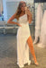white sheath sequins ruched one shoulder prom evening dresses with slit