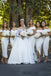 white off shoulder bridesmaid dresses simple tea length wedding party dresses
