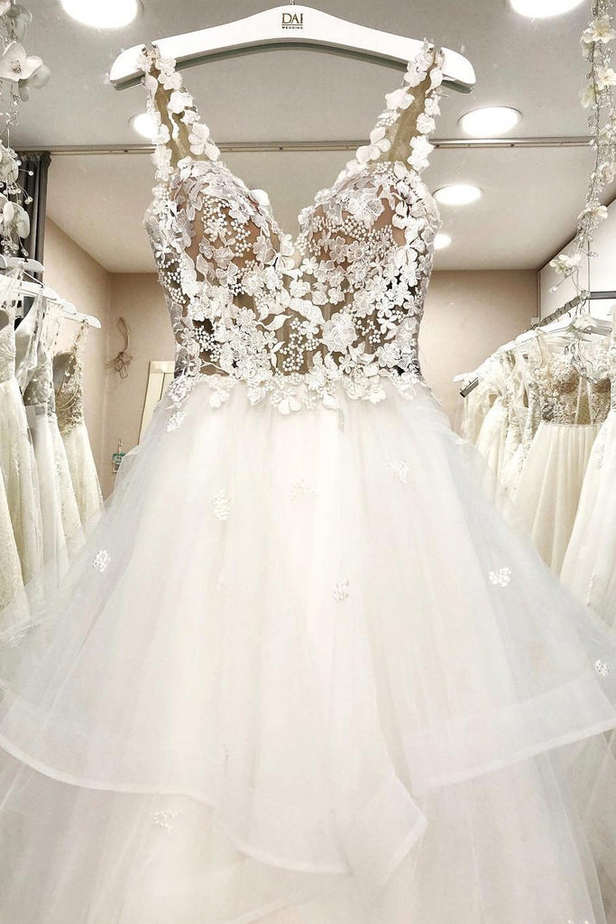 ivory tulle lace bodice layered wedding dress princess bridal gown