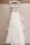 Ivory Tulle Lace Bodice Layered Wedding Dress Princess Bridal Gown PW238