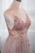 A-line V-Neck Sleeveless Prom Dresses Beading Tulle Evening Dresses MP05