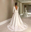 long sleeves ivory simple vintage wedding dresses with back bowknot