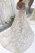 beautiful a line illusion tulle long sleeves lace wedding dresses with sweep train