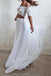 Boho Beach Chiffon Wedding Dresses, Two Piece Off Shoulder Bridal Gown PW65