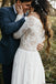 long sleeves lace beach wedding dress a line v neck plus size bridal gown