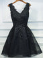 Black Lace Graduation Dresses, A-line Black Homecoming Dresses GM447