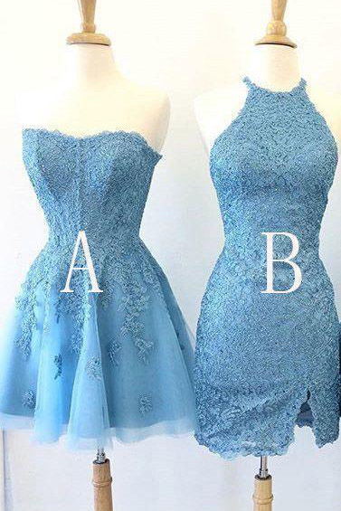 gorgeous lace short homecoming dresses a line light blue party dresses