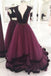 elegant grape long prom dress v neck tulle formal evening gown