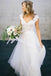 cap sleeves a line v neck tulle wedding dresses with lace appliques
