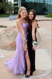 Lilac Mermaid Lace Prom Dresses Backless Graduation Gown GP328