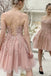 pink lace short a line homecoming dress cute pink sweet 16 dress