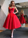 red satin homecoming dress red short prom dress with bowknot straps