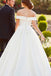 ivory a line off the shoulder button long simple wedding dress