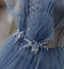 princess sparkly tulle blue beaded prom dress tiered formal gown