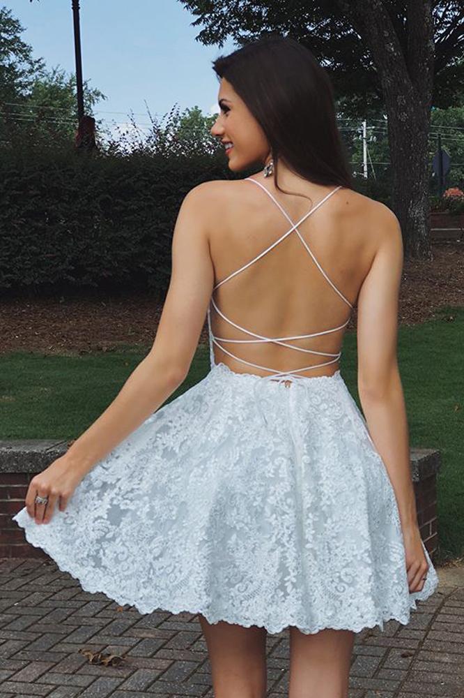 backless lace short homecoming dresses lace short prom dresses