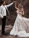 charm off the shoulder lace appplique beach rustic wedding dress