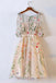a line 1 2 sleeves floral homecoming dress knee length prom gown uqh0124