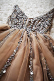 gorgeous v neck a line homecoming dress party dress with beading