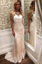 Mermaid Beach Wedding Dress with Lace Appliques Beaded Waist PW402
