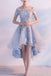 off the shoulder dusty blue high low homecoming dress tulle short prom dress