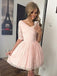 v neck half sleeves lace homecoming dresses pink sweet 16 dresses