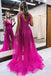 sparkly plunging high split prom dress beading formal evening dress