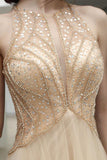 Jewel tulle long prom dresses keyhole evening gown with beaded mg154