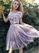 short sleeves lace bodice tulle short homecoming dress