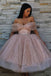 princess tea length prom dresses off shoulder sparkly homecoming dress