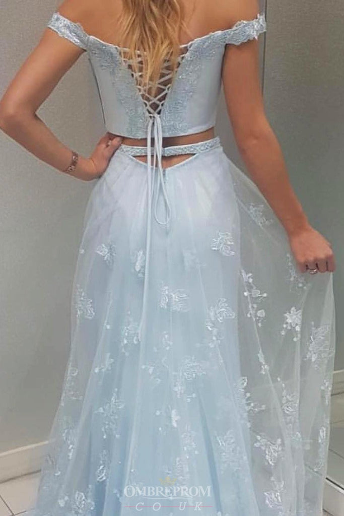 off shoulder two piece mermaid prom dresses with over skirt