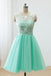 mint green homecoming dresses short junior bridesmaid dress with lace