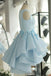 sky blue short prom dresses puffy ball gown homecoming dress