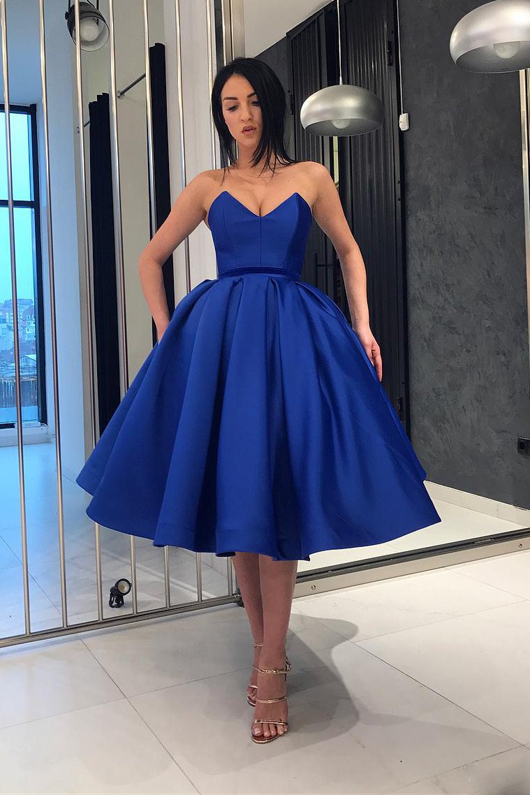 A-line Sweetheart Homecoming Dress, Royal Blue Short Prom Dresses GM209