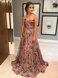 Floral Print Prom Dresses A-Line Sweetheart Beading Waist Party Gown MP247