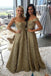a line off the shoulder lace prom dresses gold party dress