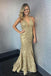 mermaid halter gold lace long prom dresses with sweep train
