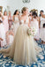 a line deep v neck tulle wedding dress with lace appliques top