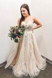 Princess V-neck Appliques Plus Size Wedding Gown PW214